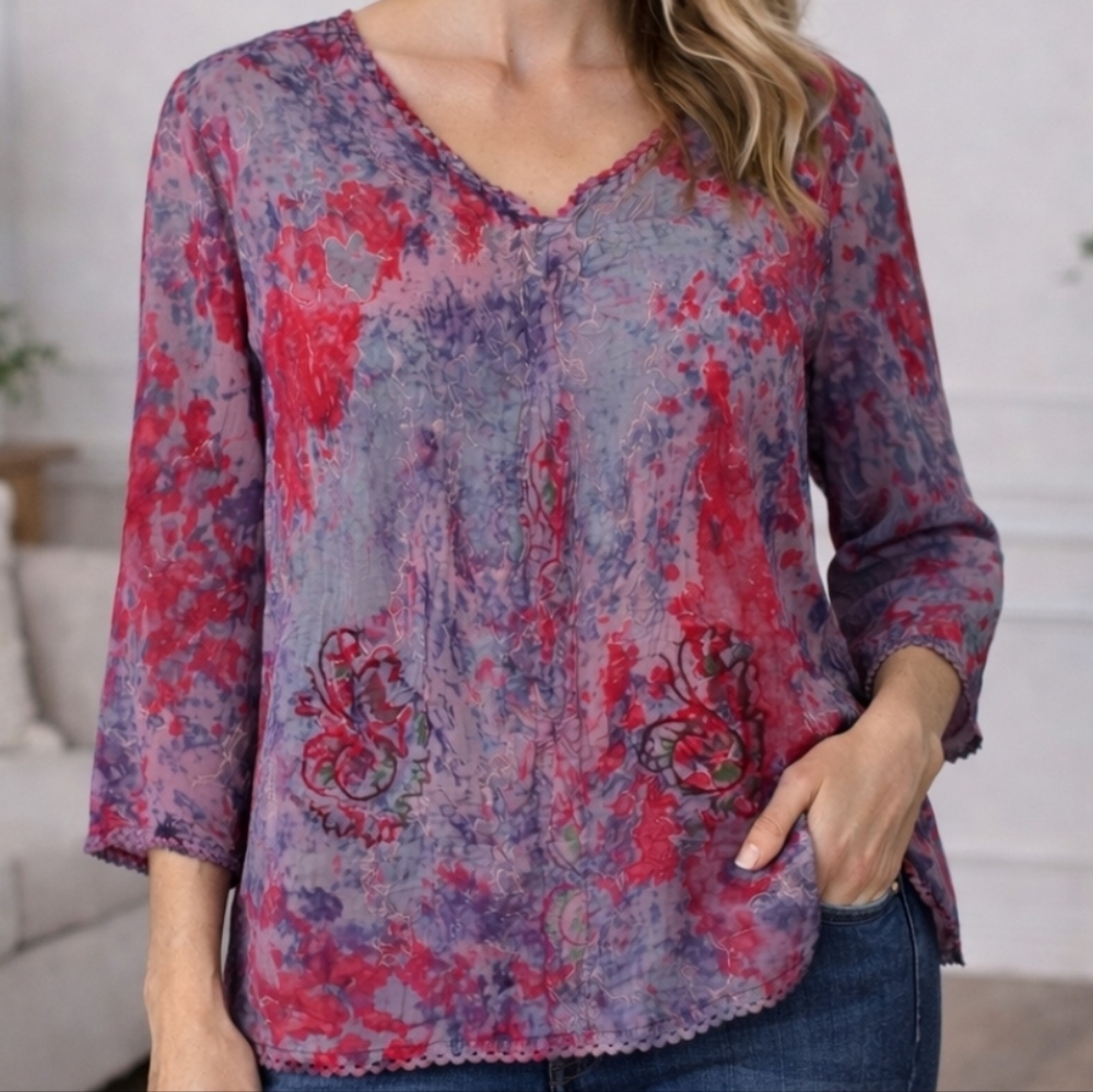 Belma New York Artsy Abstract Watercolor Cotton Top | Boxy Fit | OS